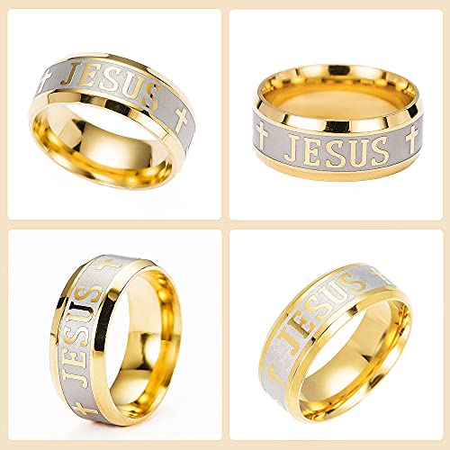 HSQYJ Christian Jesus Cross Ring Stainless Steel Religious Amulet Ring Catholic Ring Jewelry for Men Unique Gifts3