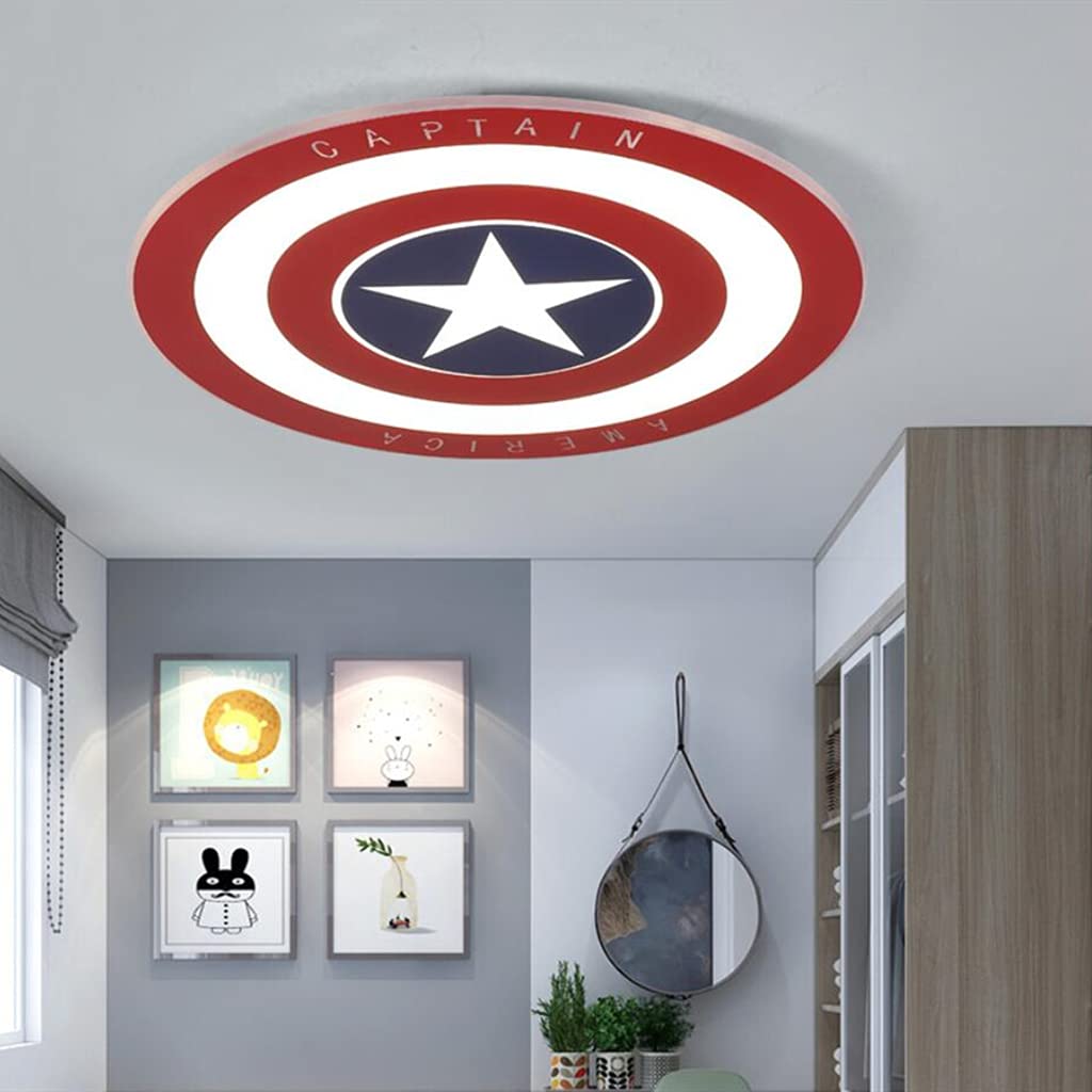 Plafoniera A LED Per Bambini Lampada Da Soffitto CreativaCapitano America Dimmerabile Con Telecomando Acrilico Ultra Sottile Rotonda Per Bambini Camera Da Letto Soggiorno Luce Illuminazione,50cm