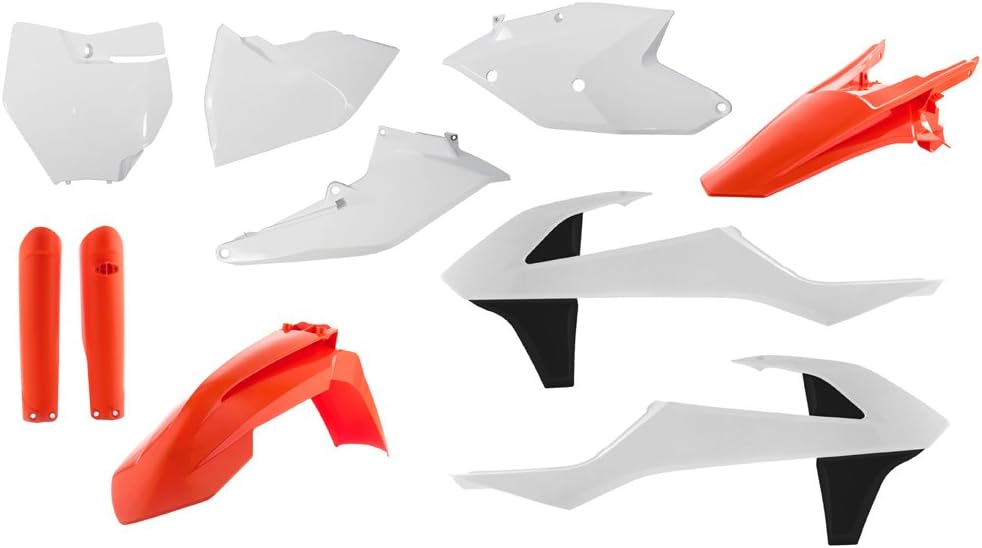 Acerbis Full Plastic Kit Factory White/Orange Compatible with KTM 250/350/450 SX-F/XC-F/125/150 SX 2016-2018/250 SX/250/300 XC 2017-2018 - 2421064618