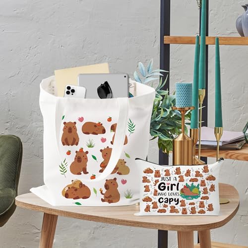Image of Y1tvei Canvas Bags Gifts, Tote Bag with Makeup Pouch, Birthday Party Favors | Aesthetic Canvas Tote Bag cosmetic Pouch, Reusable Grocery Shopping Handbag, Women Travel Gift, Christian Religious Supply