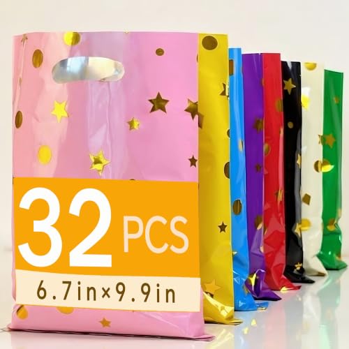 TimEmbrace 32 Pk 8-Color Small Party Favor Goodie Bags, Kids Birthday Gift