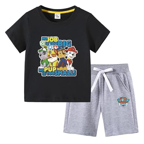 OUHUAN パウパトロール Paw Patrol キッズ ベビー パジャマ 浴衣 子供服 夏服 半袖Tシャツ ショートパンツ 上下セット 赤ちゃん 服 綿 無地 丸首 トップス カジュアル ルームウェア 男の子 女の子 人気 アニメ プリント コスチュー