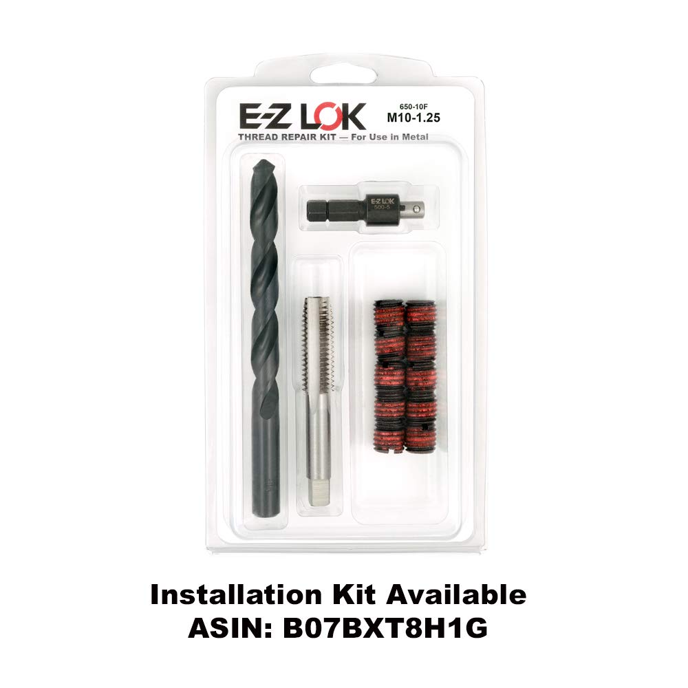 E-Z LOK Threaded Insert for Metal C12L14 Carbon Steel Thread Inserts M10-1.25 Internal Threads, 9/16-12 External Threads, 13.08 mm Length Pack of 10