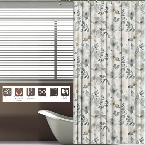 Image of Sassoon Ash Willow Printed Shower Curtain for Bathroom with Hooks-1Pc