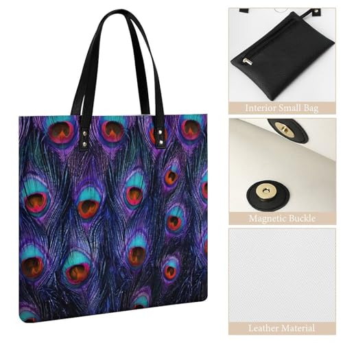 Sac à main shopper résistant pour voyage grand cabas violet paon - 5