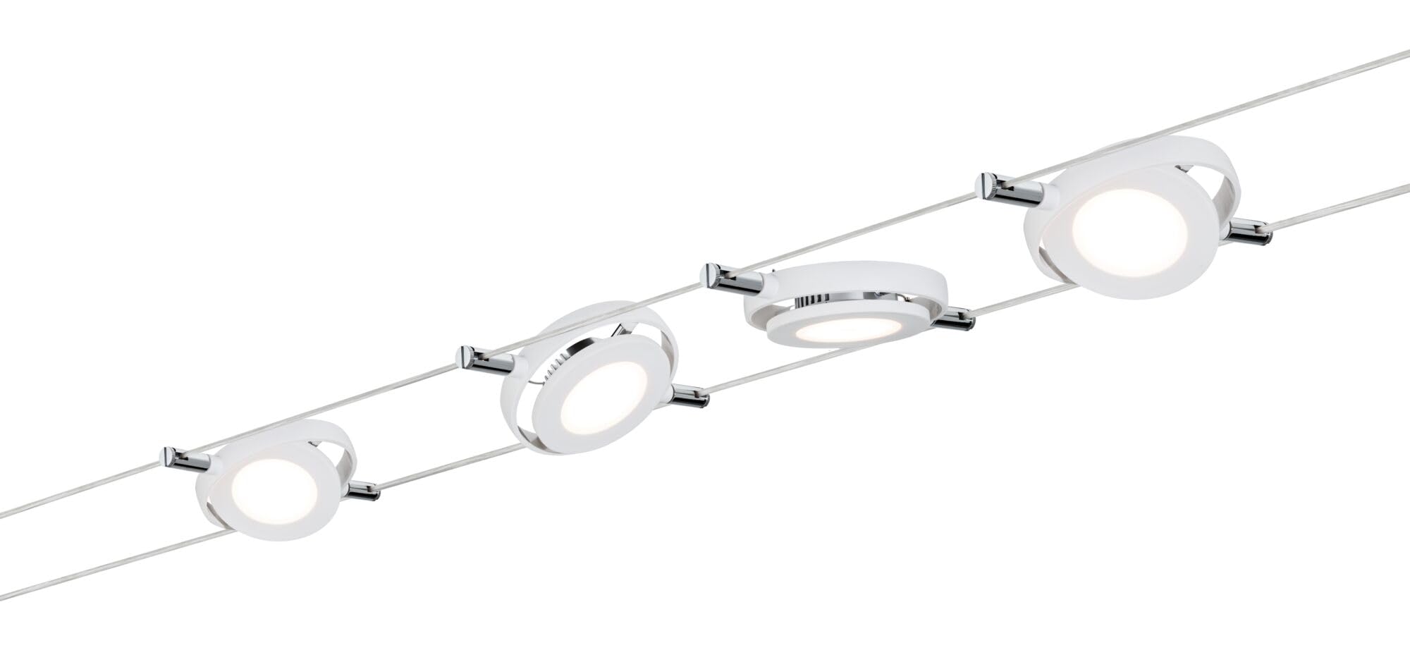 Paulmann 50107 Sistema de cuerda LED RoundMac set básico Smart Home Bluetooth ampliable Luz diurna blanca 4x4W Blanco mate Regulable Tunmable Luz de cuerda LED blanca