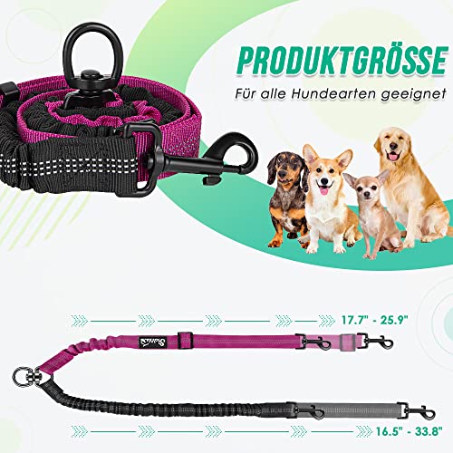 Nasjac Doppelter Hundeleinen-koppler, Keine Verwicklung, Geteilte Leine Zum Gehen Von 2 Hunden, Verstellbarer, Reflektierender, Stoßdämpfender Sicherheits-Bungee-leinen-Splitter