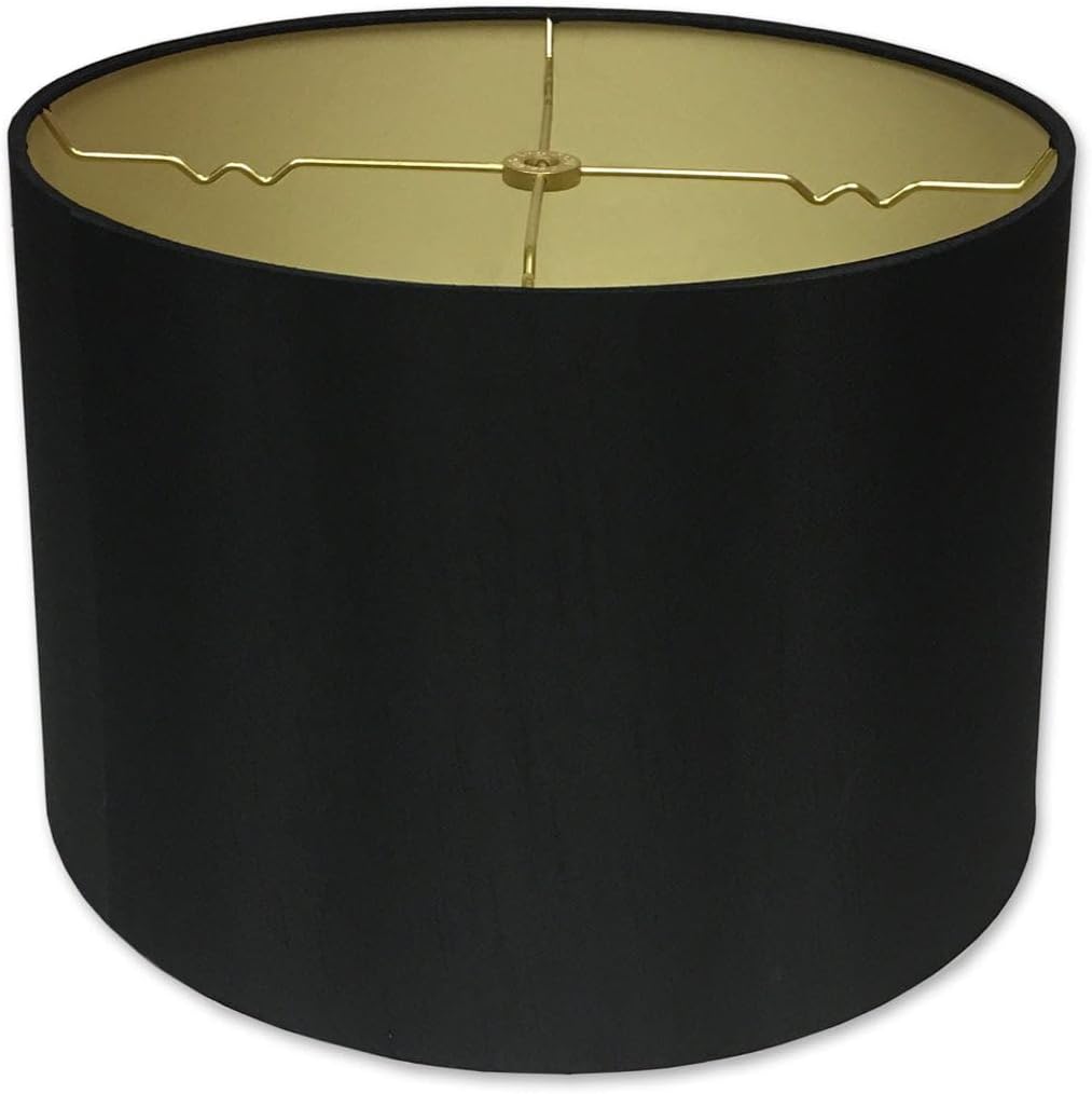 Royal Designs, Inc. Shallow Drum Hardback Lamp Shade, HB-610-16BLK/GL, Black, 15 x 16 x 10 15 x 16 x 10 Black
