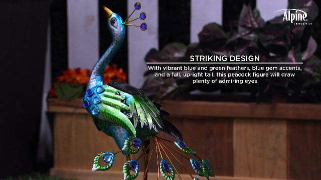 Amazon.com: Alpine Corporation Solar-Powered Peacock Garden Décor
