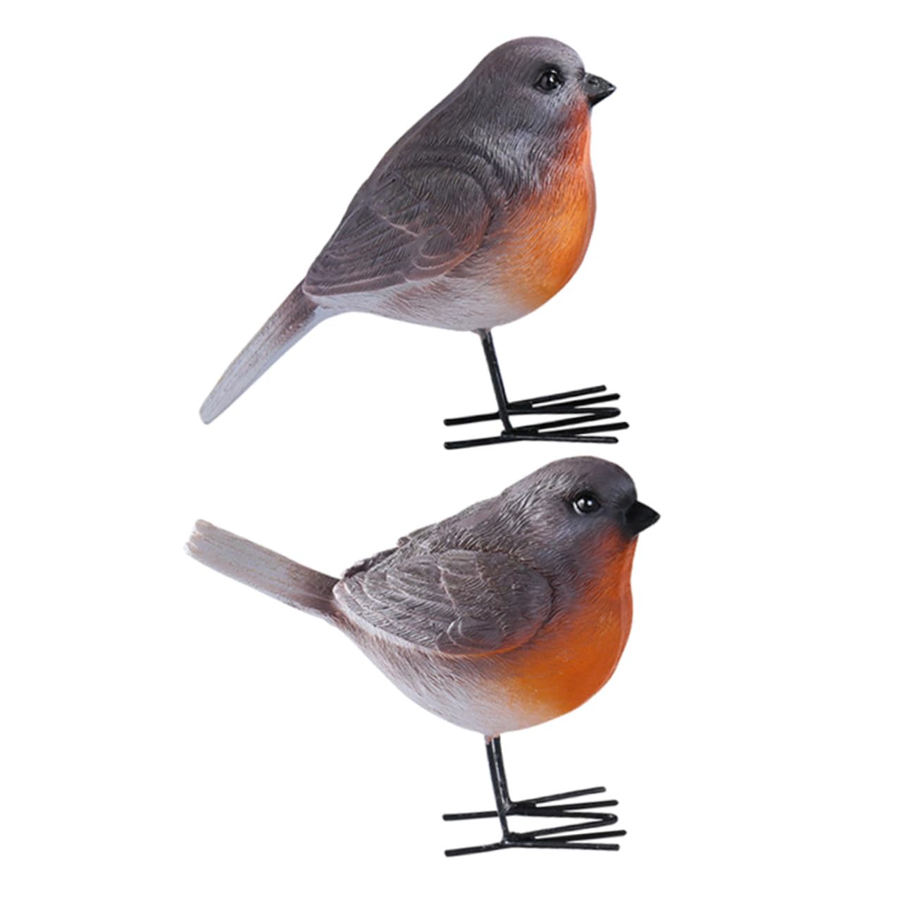 Oiseaux artificiels en résine Angoily - Lot de 2 figurines de décoration pour jardin et bureau