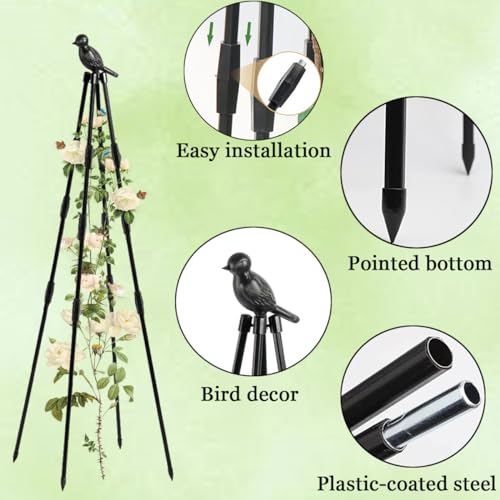Trellis for Climbing Plants Outdoor, 63\" Tall Plant Trellis, Plant Support Climbing Vines Flowers Stands,Plant Cages & Supports for Vines, Vegetable, Flowers, Potted Plants Outdoor Indoor,1Pack - Thumbnail 2