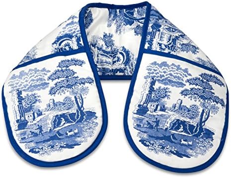 Portmeirion Home & Gifts Double Oven Glove, Blue & White
