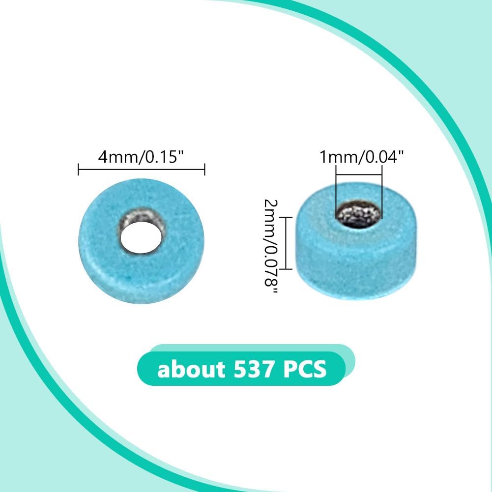 537Pcs Turquoise Spacer Stone Flat Round Gemstone Beads 4x2mm Natural Blue Turquoise Spacer Beads Heishi Disc Stone Bead for Bracelets Jewelry Making Hole:1mm - Image 2