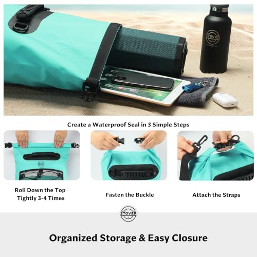 Image of 5 /10 /25 /30 /40L Waterproof Dry Bag & Phone Case - Large Floating Dry Backpack for Kayaking, Travel, Hiking, Fishing, Camping, Motorcycles & Beach, Heavy-Duty Roll Top Men /Women (Teal)