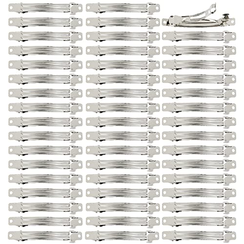 Paquete de 50 pasadores rectangulares de metal francés, de 8 cm, de 3.15 pulgadas,para manualidades, lazos, pinzas para el pelo, pinzas para el pelo, accesorios para mujeres y niñas