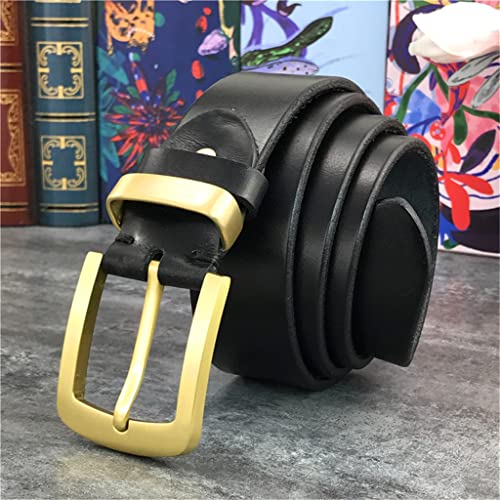 Vintage Brass Belt Buckle Genuine Leather Belt Male Belt Cowboy Jeans Men' Belt Long 130cm Waist Belt(105cm)3