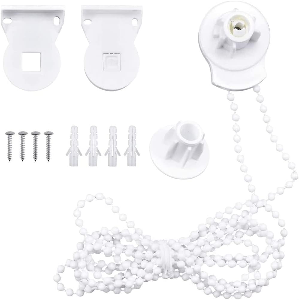 Roller Blind Fittings, 25mm Roller Blind Brackets, Plastic Rolling Blind Replacement Repair Kit, Curtain Roller Accessories with Beaded Chain Screws for Windows