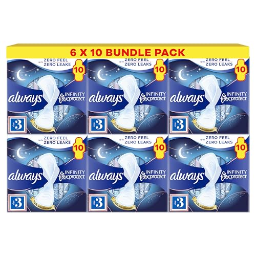 Always Infinity Flex Protect Night Size 3 Sanitary Towels With Wings 10 Pack
