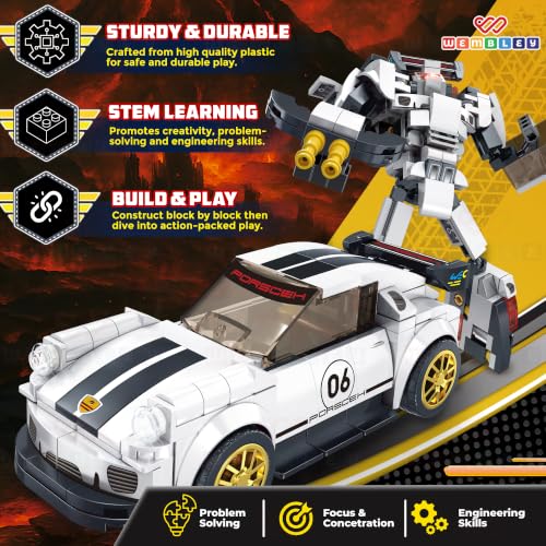 Image of Wembley Race Mechanic Series-241 PCS |2-in-1 Sports Car & Robot Building Blocks Set | STEM Construction Toy for Kids 3+ Years | Educational Building Kit | Ideal Gift for Boys and Girls