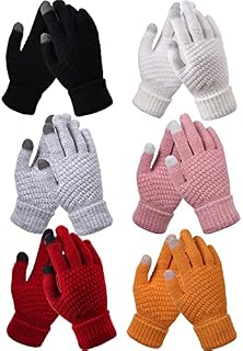 Rcanedny 6 Pairs Women's Winter Touchscreen Gloves Warm Knit Gloves Thermal Gloves Suit for Running Driving Cycling Working Hiking Skiing