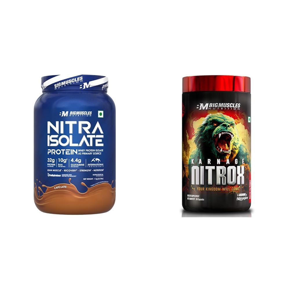 Bigmuscles Nutrition Nitra Isolate (1kg, Cafe Latte)|Bigmuscles Nutrition Karnage Nitrox (90 Capsules)-image-9