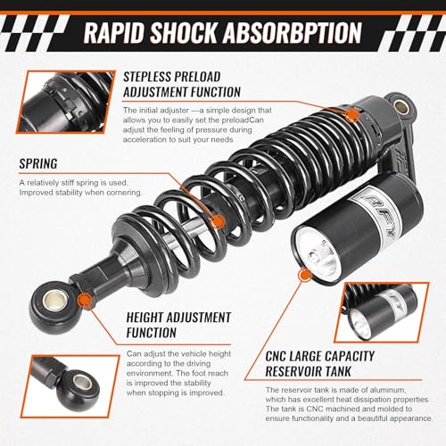 Image of GZYF 12.6 inch Universal Motorcycle Rear Air Shock Absorbers 320mm for HONDA for Suzuki for Yamaha for Kawasaki ATV Sport Bike Go Kart Chinese Quad Dirt Bike Dual Sport Black