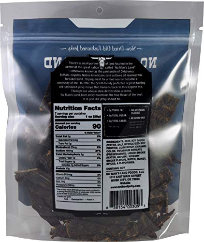 No Man’s Land MILD Beef Jerky High Protein Low Calorie Low Carb Beef Snack 7.0oz Bag