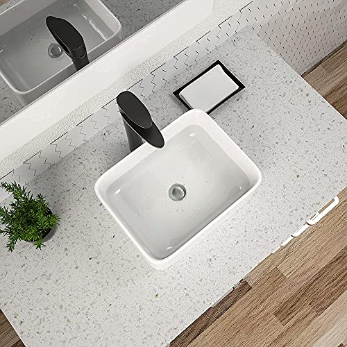 Vessel Sink Rectangular, Dcolora 16"X12" White Bathroom Vessel Sink Ceramic Porcelain Rectangle Bath Vessel Sink Above Counter Vanity Sink Basin #TOP3