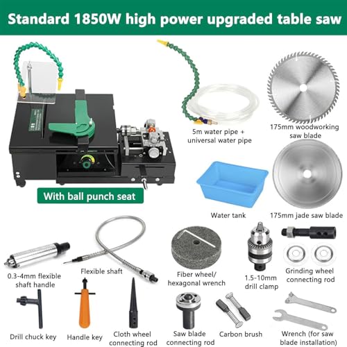 GerCxxly Scie lapidaire 1850 W pour la découpe de Pierres,Mini meuleuse d'établi 800-12000 TR/Min,Outils d'établi avec Arbre Flexible,pour la découpe de Pierres précieuses et de Jade, perceuse – vue 3