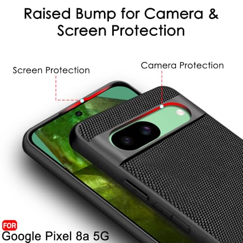 Image of TheGiftKart Back Cover Case for Google Pixel 8A | Slim & Lightweight | Ultra-Premium Design | Camera Protection Bump | Fabric Texture Case Cover (PC & TPU, Black)