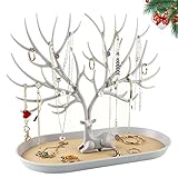 Geweih Schmuckständer,Halskette Aufbewahrung,Schmuckhalter mit Schubladen,Ohrringhalter,Armbandständer,Schmuckbaum,Kettenständer Baum,Ohrringständer,Schmuckablage,Ideale Weihnachts Geschenk für Damen