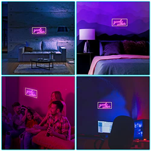 Good Vibes Neon Sign For Wall Decor, Valentines Decorations Lamp Table & Wall Room Decor Bedroom Led Gamer Neon Light - Best Gifts For Boys, Kids, Birthdays, Valentine's Day, Christmas Pink #TOP7