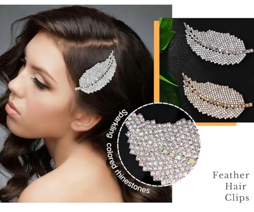 Pinzas para el cabello vintage con plumas y cristales miniatura 4