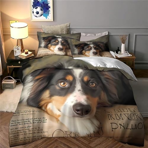 Parure de lit microfibre 135x200 fermeture éclair avec housse de couette chien 3D - 6