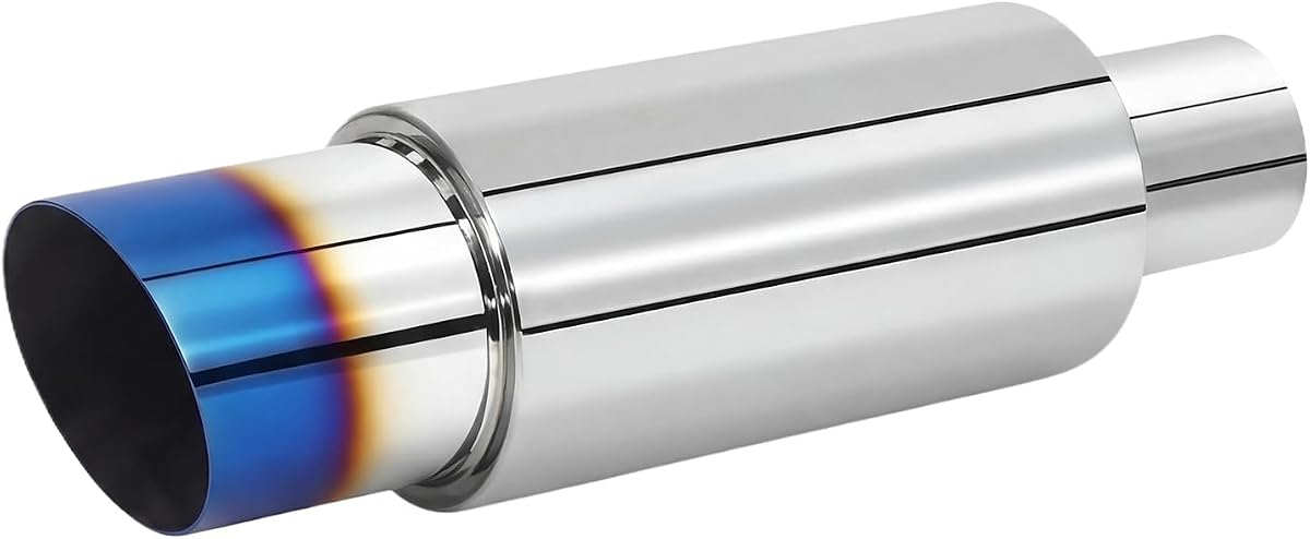 Coche universal 63 mm silenciadores de escape 15"de longitud (quemado, 2.5'' entrada 3.5'' salida)