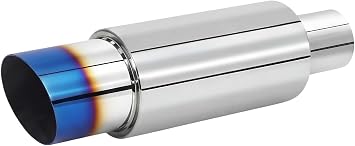 Universal Car 51mm Exhaust Mufflers 15" Length Burnt, 2 Inlet 3 Outlet