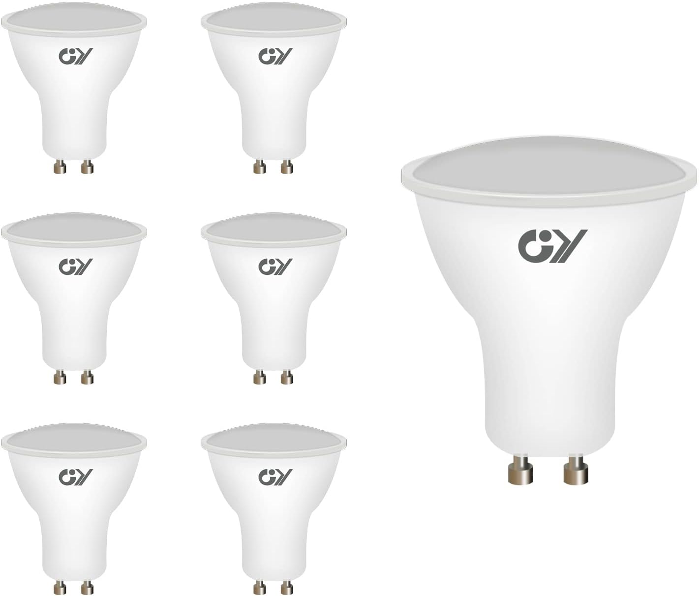GY GU10 LED Bulbs Cool White 6500K 8W 800lm Energy Saving Light Bulbs, Equivalent to 80W,120° Wide Beam Non-dimmable, Pack of 6