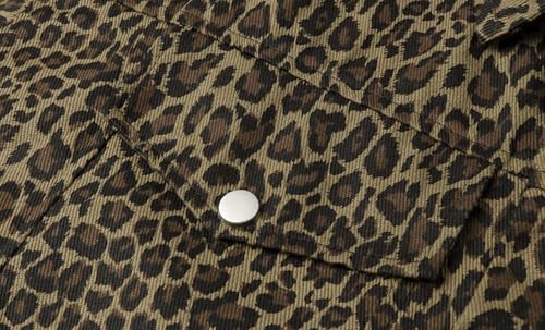 LittleSpring Girls Denim Jacket with Leopard Priting Casual Jean Outerwear4