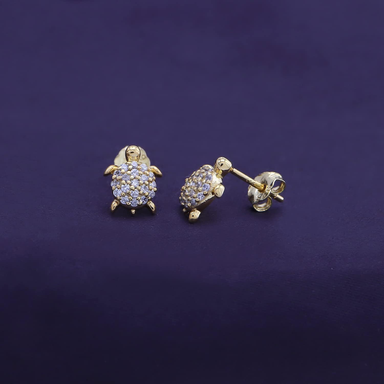 Animal, Bird & Insect Stud Earrings for Women – 14K Gold Over Sterling Silver With Round Sparkling Cubic Zirconia, Push Back Cute Everyday Jewelry for Her