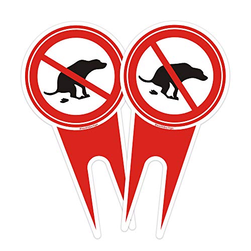 Lot de 2 panneaux double face pour toilettes interdites aux chiens - résistant aux UV et aux intempéries 15,2 x 30,5 cm rouge Cover