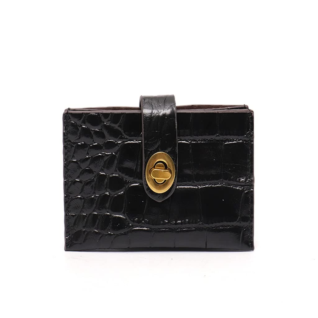 Portafoglio Da Donna In Pelle Con Chiusura A Scatto – 9 Scomparti Per Carte E 2 Tasche – Mini Portacarte Compatto A Fisarmonica – Rosso E Nero - 2