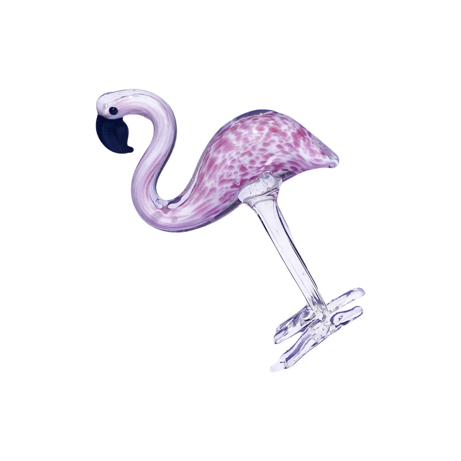 HUANGING Glass Flamingos Figurine Elegant Animal Sculpture Desktop Decoration for Home and Weddings Romantics Ornament Glass Ornament
