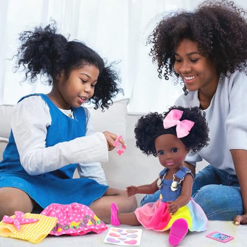Muñeca de silicona negra ZITA 14.5 pulgadas con accesorios miniatura 6