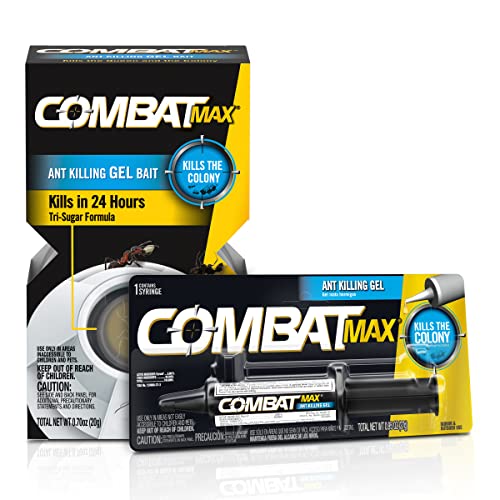 Combat Indoor and Outdoor Ant Killing Gel, 27 Gram with Combat Max Ant Killing Bait Stations, Indoor and Outdoor Use, 6 Count