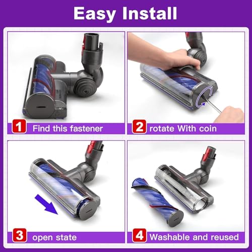Cepillo Motorizado para Dyson V7 V8 V10 V11 V15 Aspiradoras, Cepillo de Cabezal Limpiador de Cabezal de turbina antienredos para aspiradora para Dyson SV10 SV11 SV12 SV14 para Moquetas y Suelos Duros