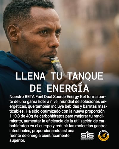 Science in Sport Beta Fuel Gel, geles energéticos ciclismo, energía de doble fuente, Sabor fresa y lima, 40 gr de Carbohidratos en 60 ml, pack de 6 - imagen 3
