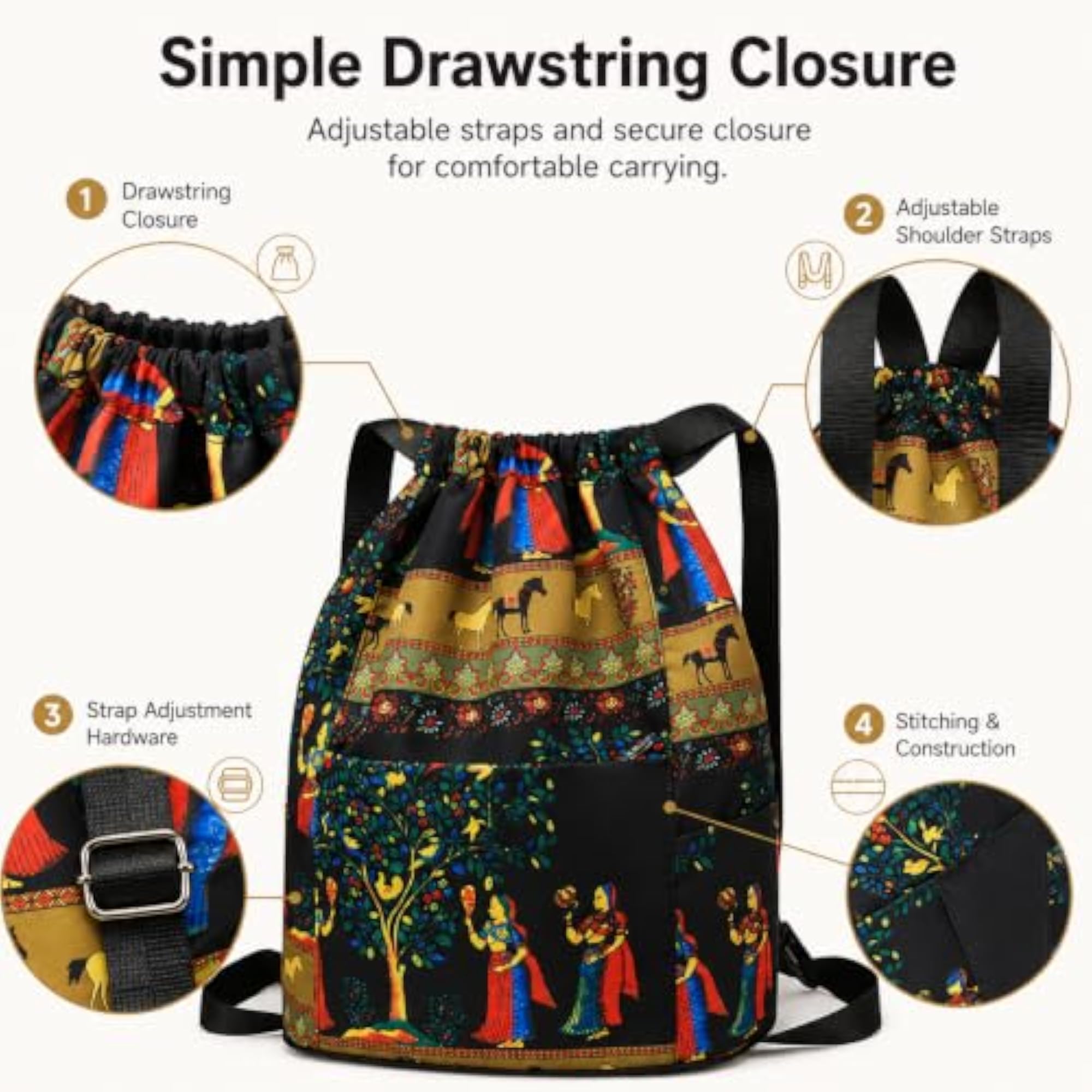 Lightweight Polyester Mesh Drawstring Net Bag, Quick-Drying