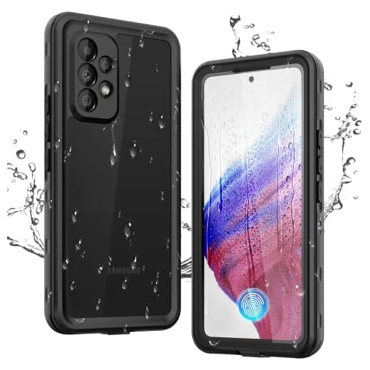 AUGE VALE Capa para Samsung Galaxy A53 à prova d'água, película integrada, 360° de corpo inteiro resistente à prova de choque transparente resistente para Galaxy A53 5G, versão 2022, 6,5 polegadas, preta