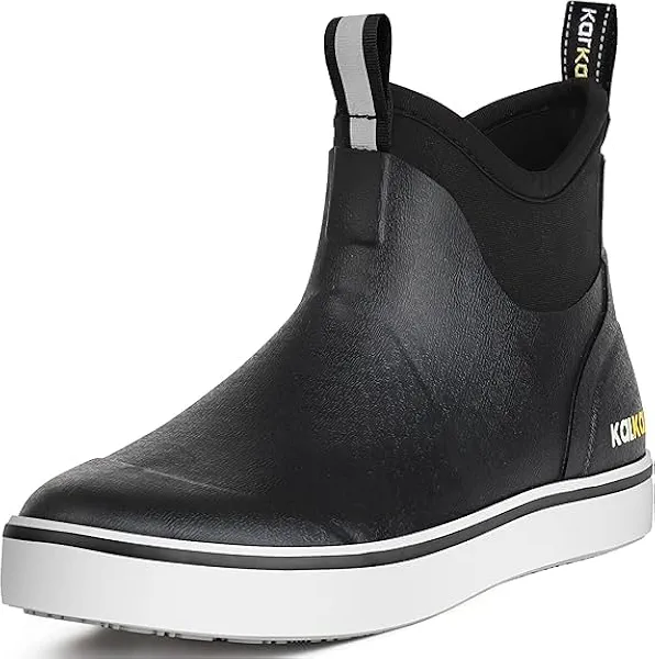 Kalkal Men's Deck Boots, Waterproof Fishing Rain Boots with High Traction, Men's Rubber Boots For Gardening Fishing Boating Camping Sailing