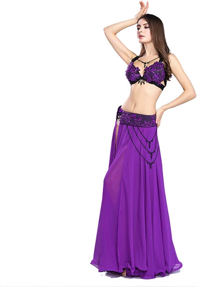 ROYAL SMEELA Belly Dancer Costumes for Women - Dance Bra and Belt, Chiffon Skirt With Slit - Dancing Outfit for Carnival - Image 7